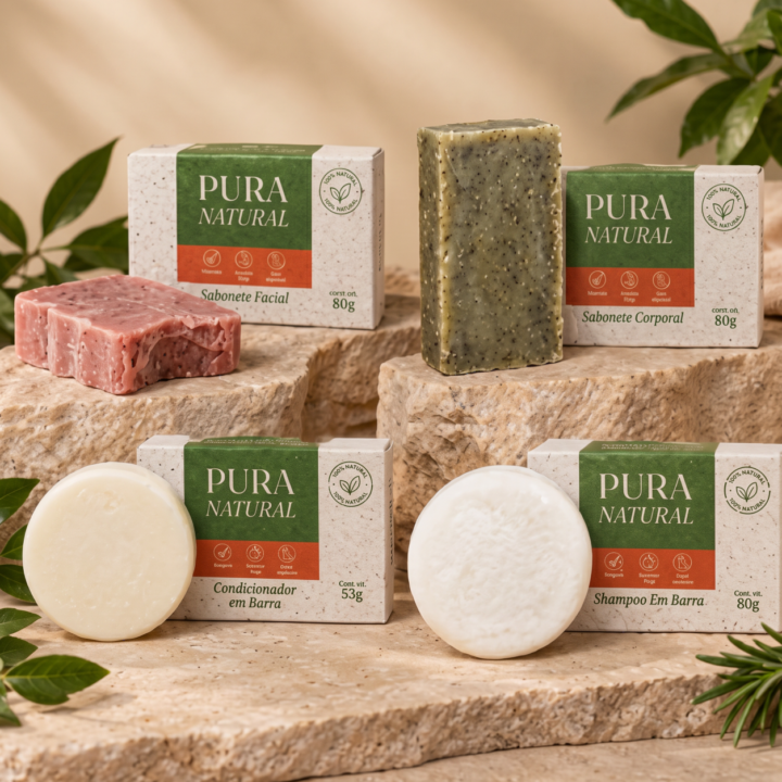 Kit Completo Pura Natural — Shampoo, Condicionador, Rosto e Corpo