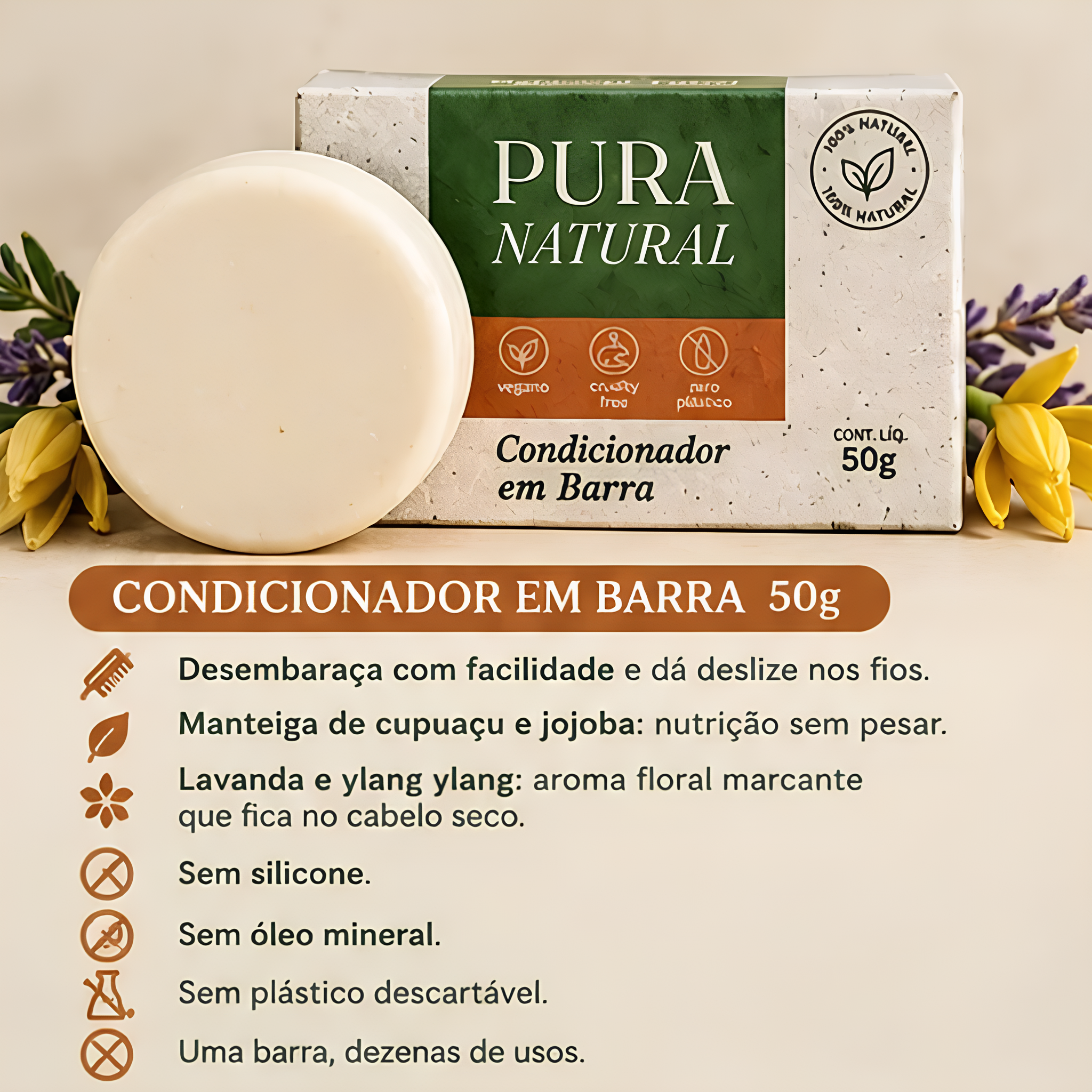Kit Completo Pura Natural — Shampoo, Condicionador, Rosto e Corpo - Imagem 4